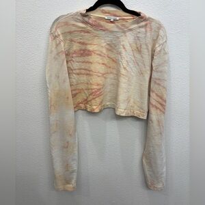 Cotton Citizen Tokyo Long Sleeve Cropped Tie Pastel Tie Dye Top T-Shirt Small